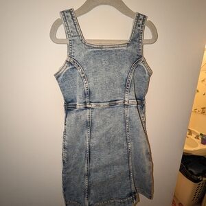 abercrombie kids Light Wash Denim Pinafore Mini Dress